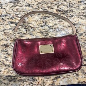 Michael Kors Burgundy Shoulder Bag with Gold Accents